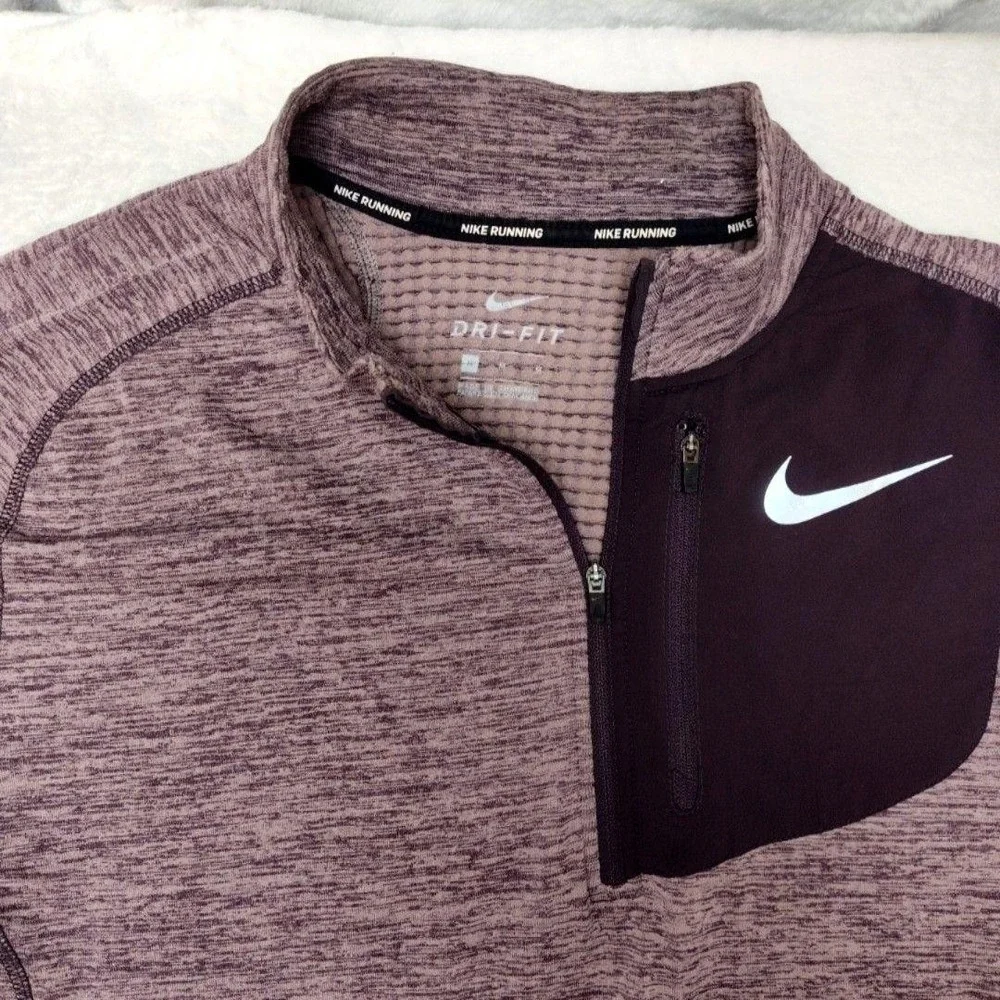 Nike Pullover Mens M Purple Therma Sphere 1/4 Zip Running Pocket Light AO2617